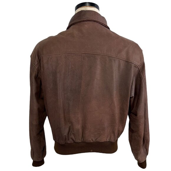 Vintage 80s G-III Leather Bomber Jacket Brown Small - Picture 3 of 13